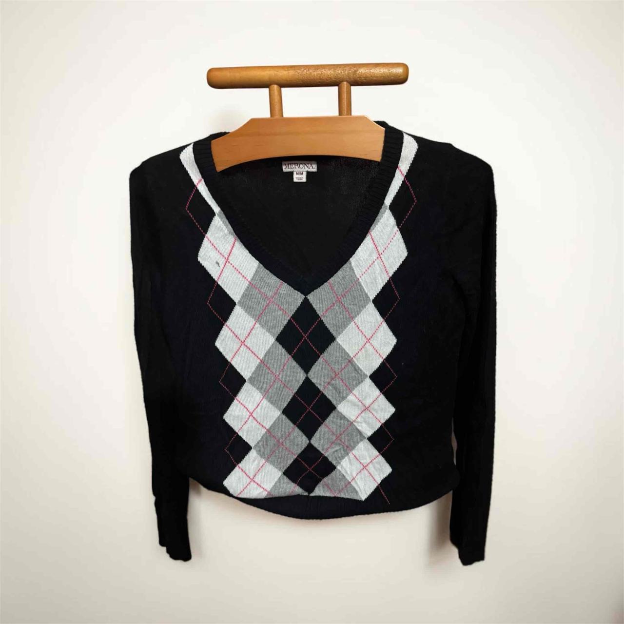 Sweater negro con diseño de rombos - miniatura 2
