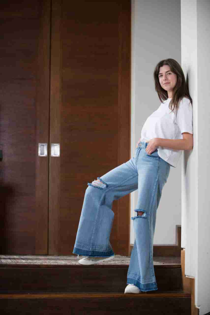 Jeans acampanados azules mujer - miniatura 3
