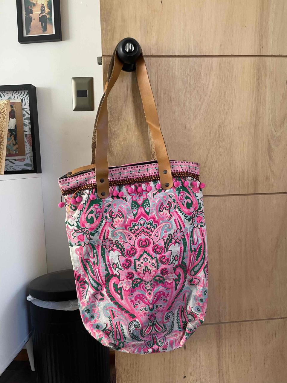 Bolso estampado con asas marrón - miniatura 1