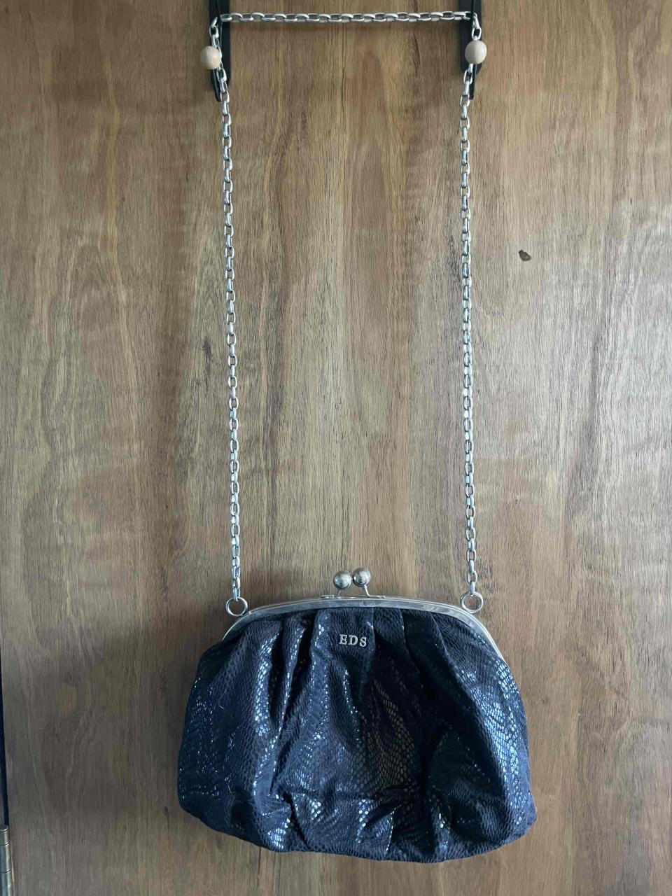 Cartera vintage negra brillante - miniatura 2