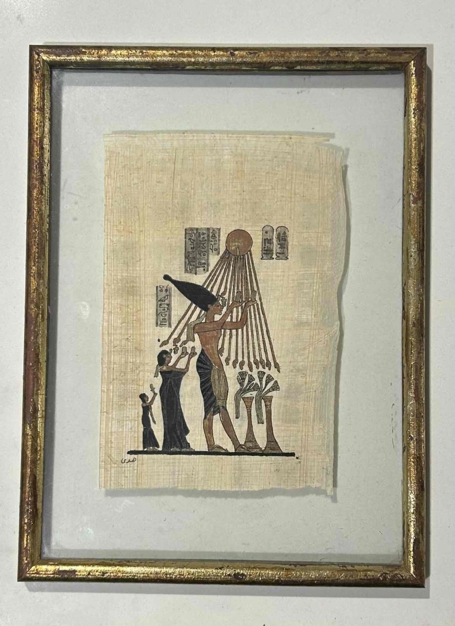 Cuadro con papiro egipcio enmarcado