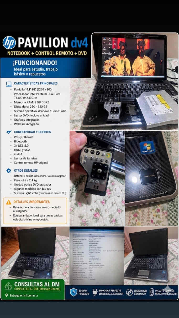 Notebook HP Pavilion dv4 usado - miniatura 1