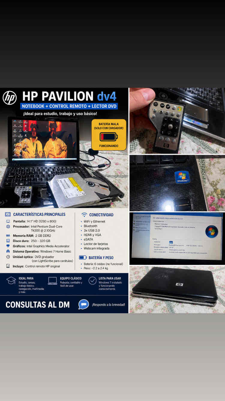 Notebook HP Pavilion dv4 usado - miniatura 2