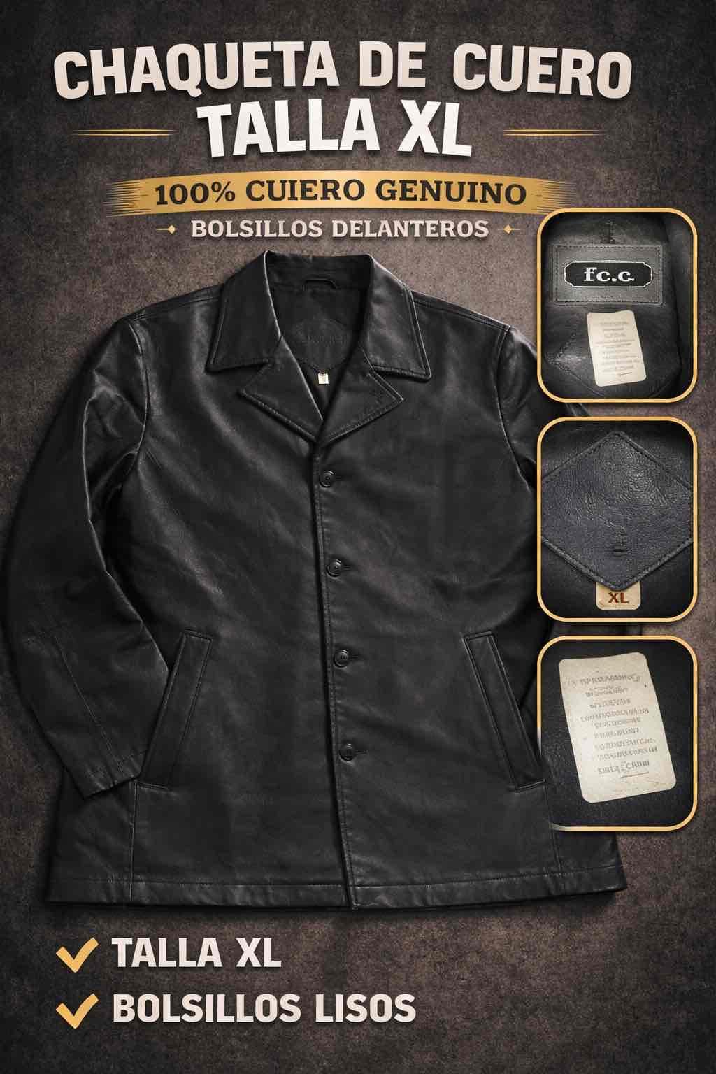 Chaqueta de cuero negra XL - miniatura 1