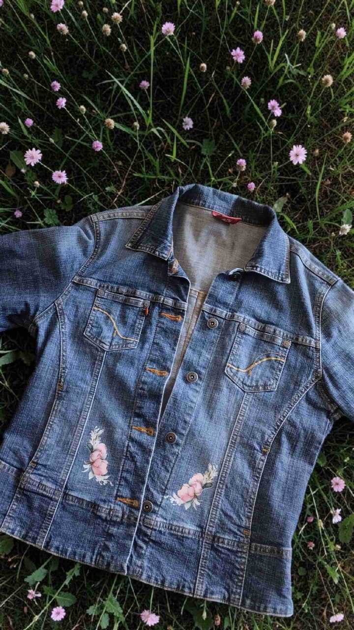 Chaqueta  con flores intervenida - miniatura 2
