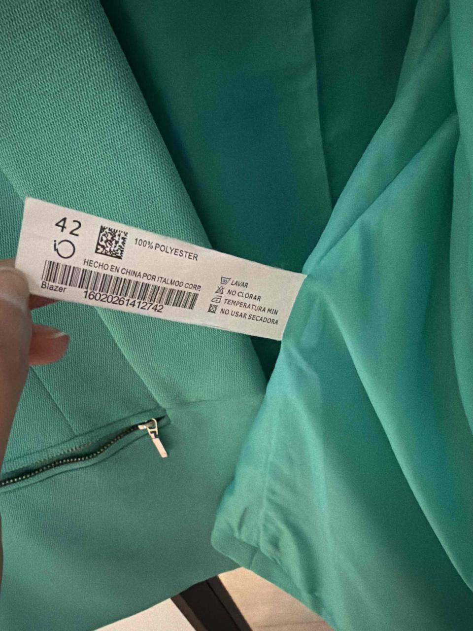 Blazer verde turquesa con cremallera - miniatura 3