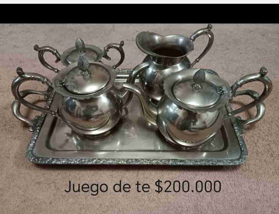 Juego de té antiguo de bronce - miniatura 2