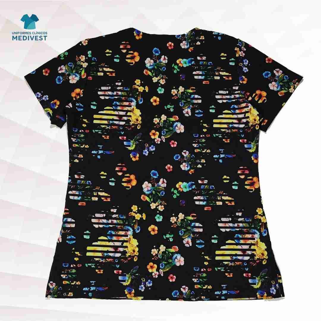 Blusa médica estampada floral - miniatura 2