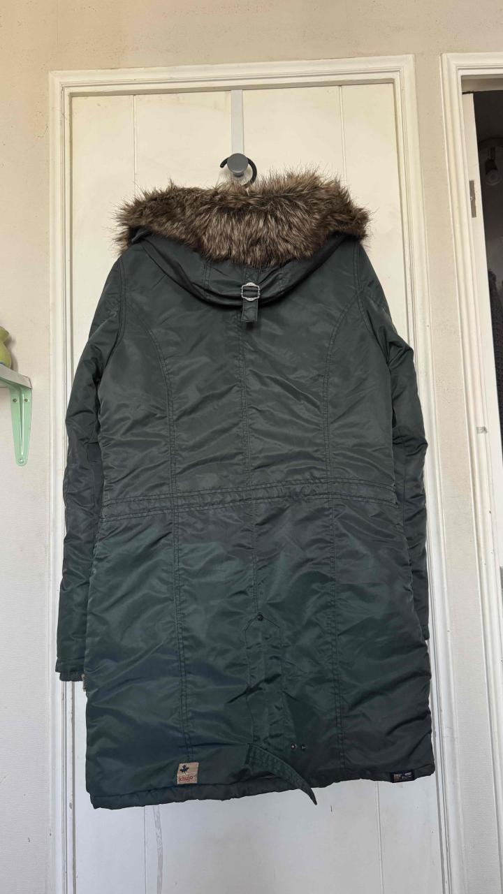 Parka verde azulado  con capucha de peluche  ma - miniatura 5