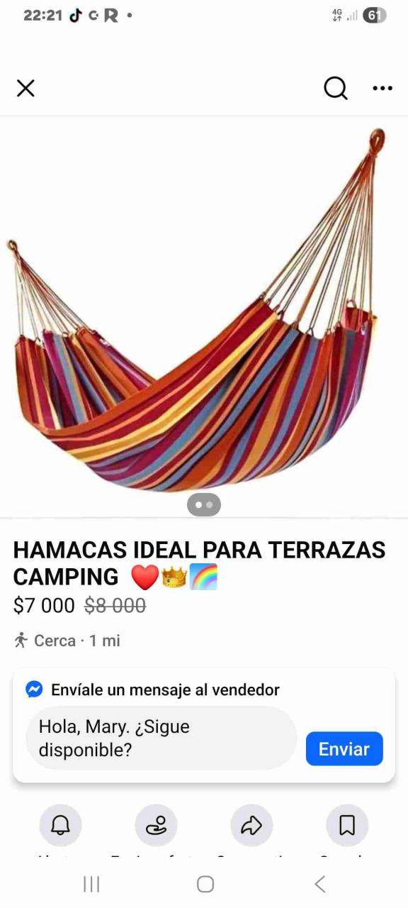 Hamaca rayada para camping - miniatura 1