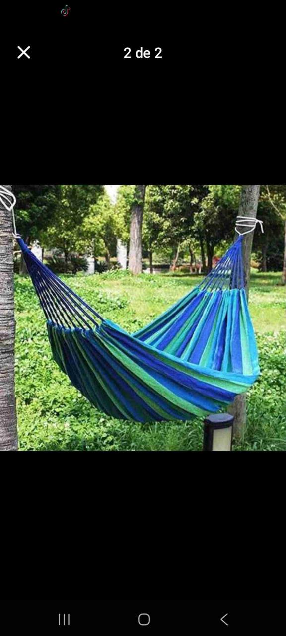 Hamaca rayada para camping - miniatura 2