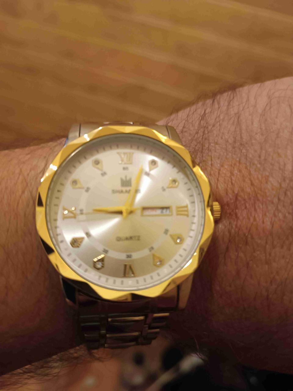 Reloj dorado de cuarzo hombre - miniatura 1