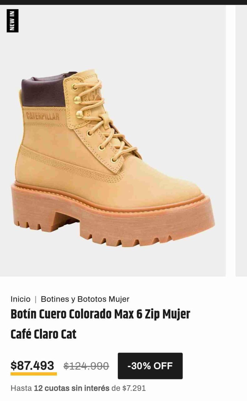 Botín cuero Caterpillar original con etiqueta