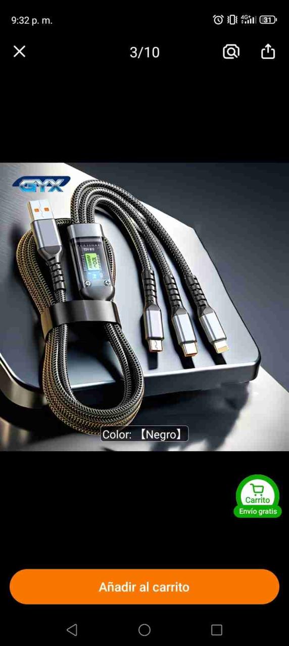Cable USB a HDMI negro triple entrada - miniatura 1