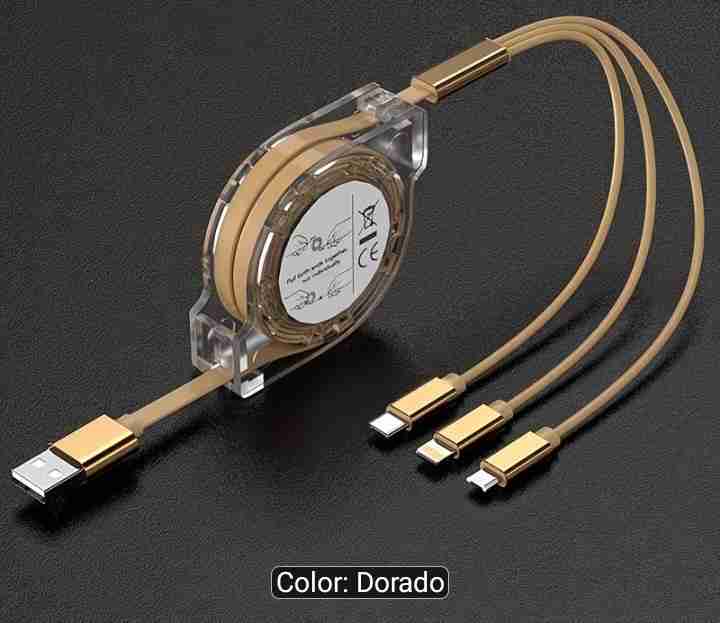 Cargador Cable retráctil multiusos dorado - miniatura 1