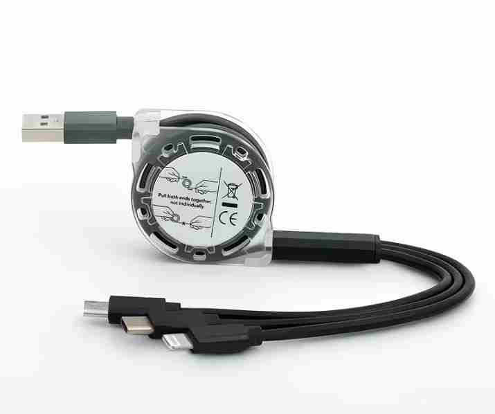 Cargador Cable retráctil multiusos dorado - miniatura 3