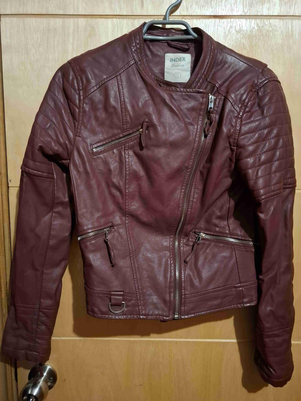 Chaqueta de ecocuero burdeo - miniatura 1