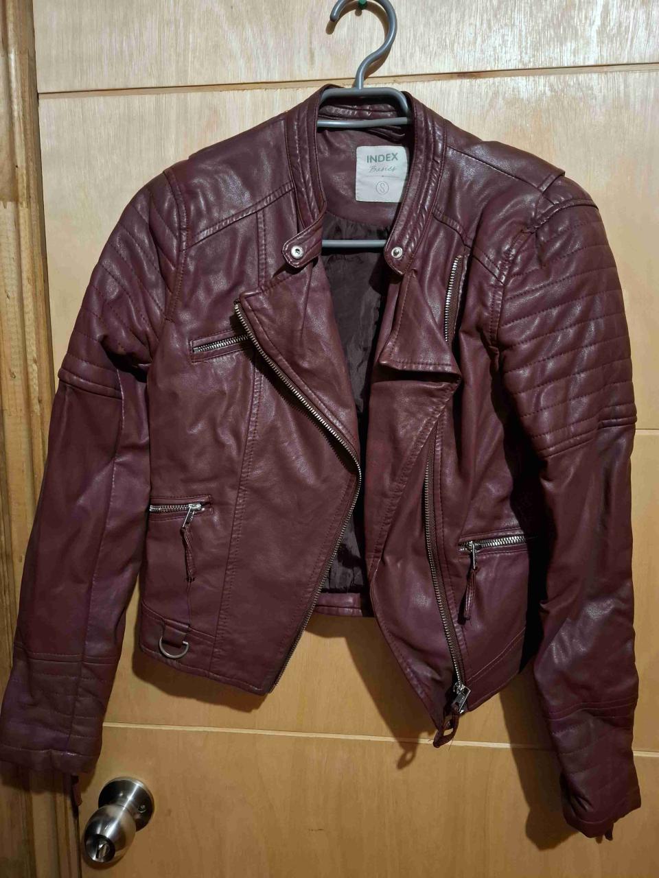 Chaqueta de ecocuero burdeo - miniatura 3