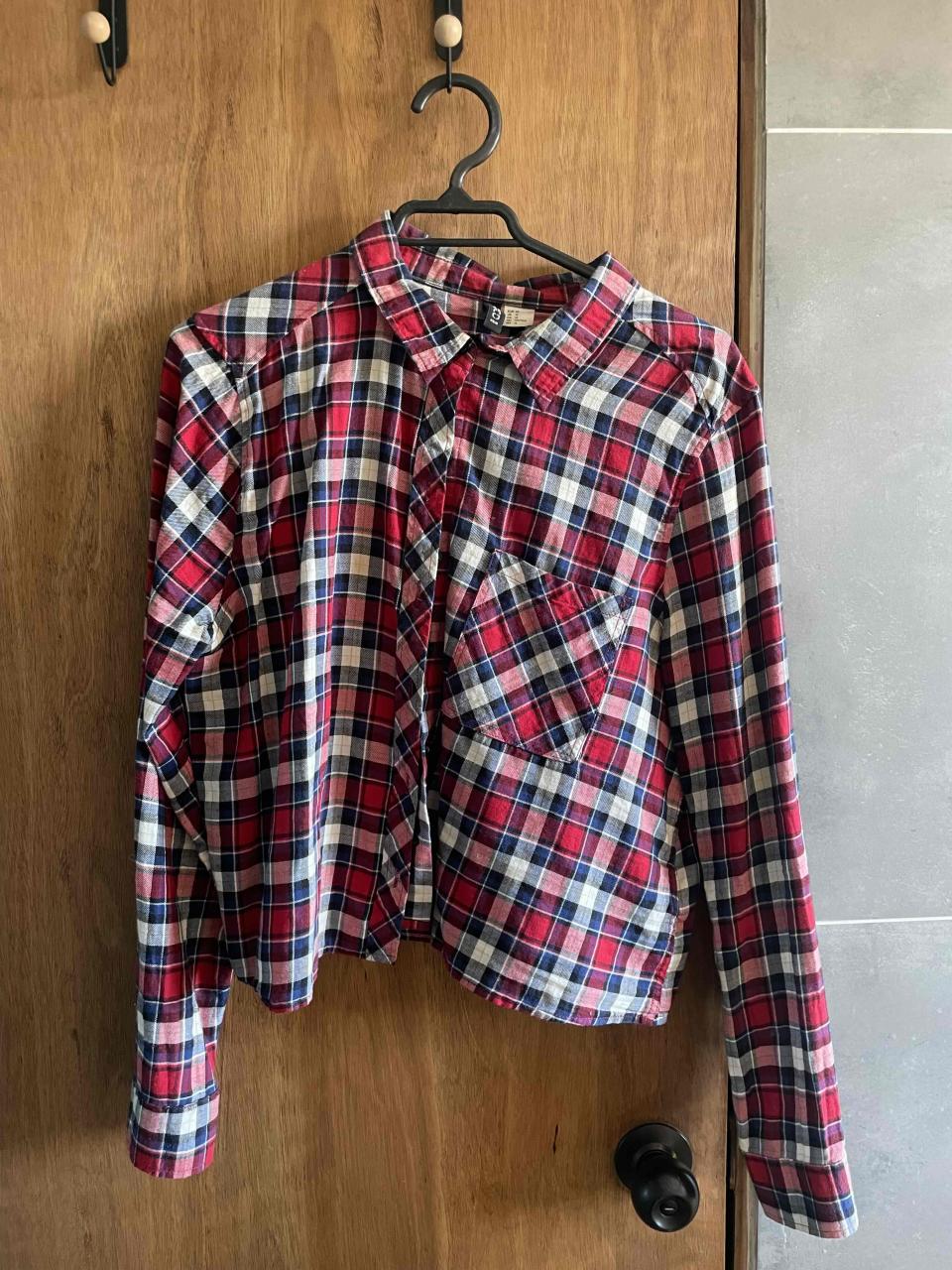Crop top Camisa a cuadros roja y azul - miniatura 1
