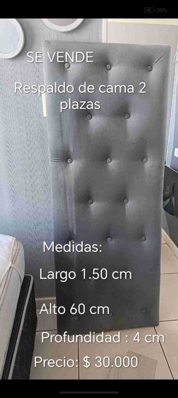 Respaldo de cama gris 2 plazas - miniatura 4