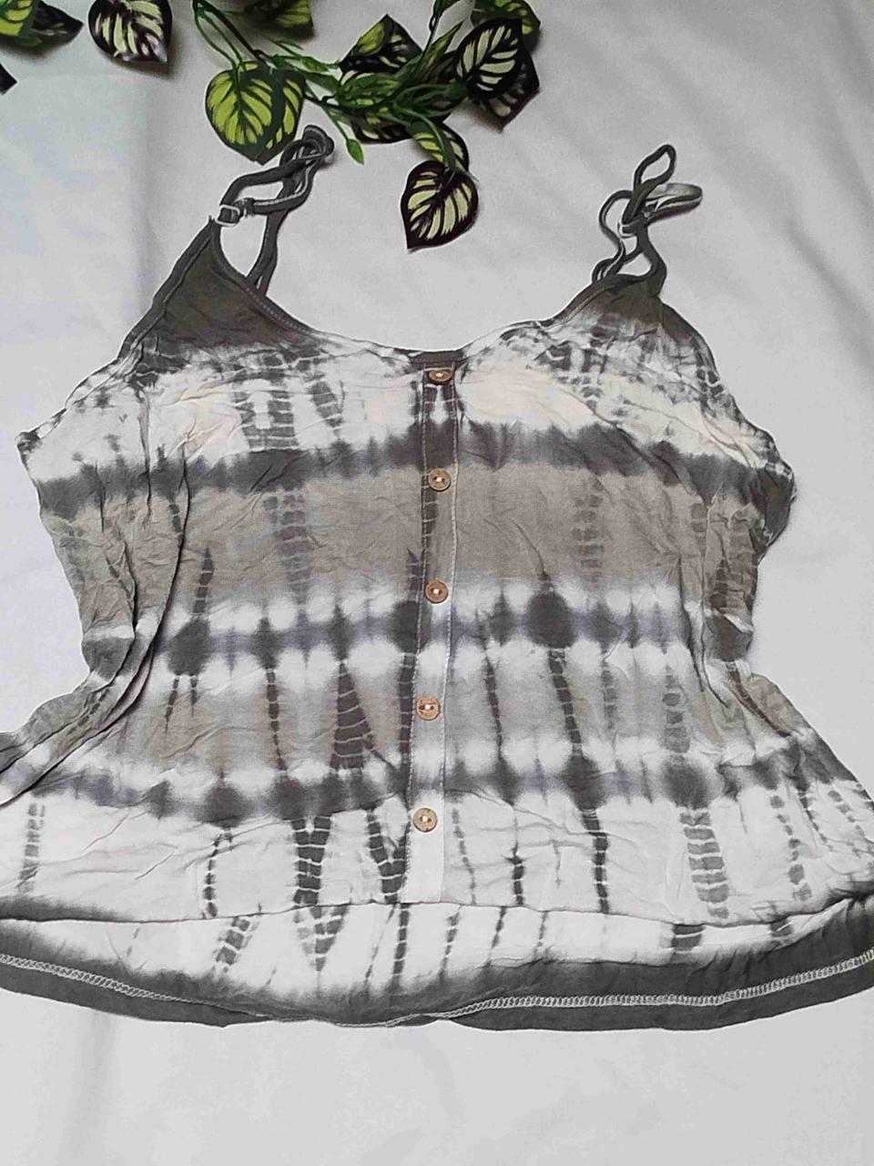 Blusa tie-dye gris con tirantes - miniatura 1