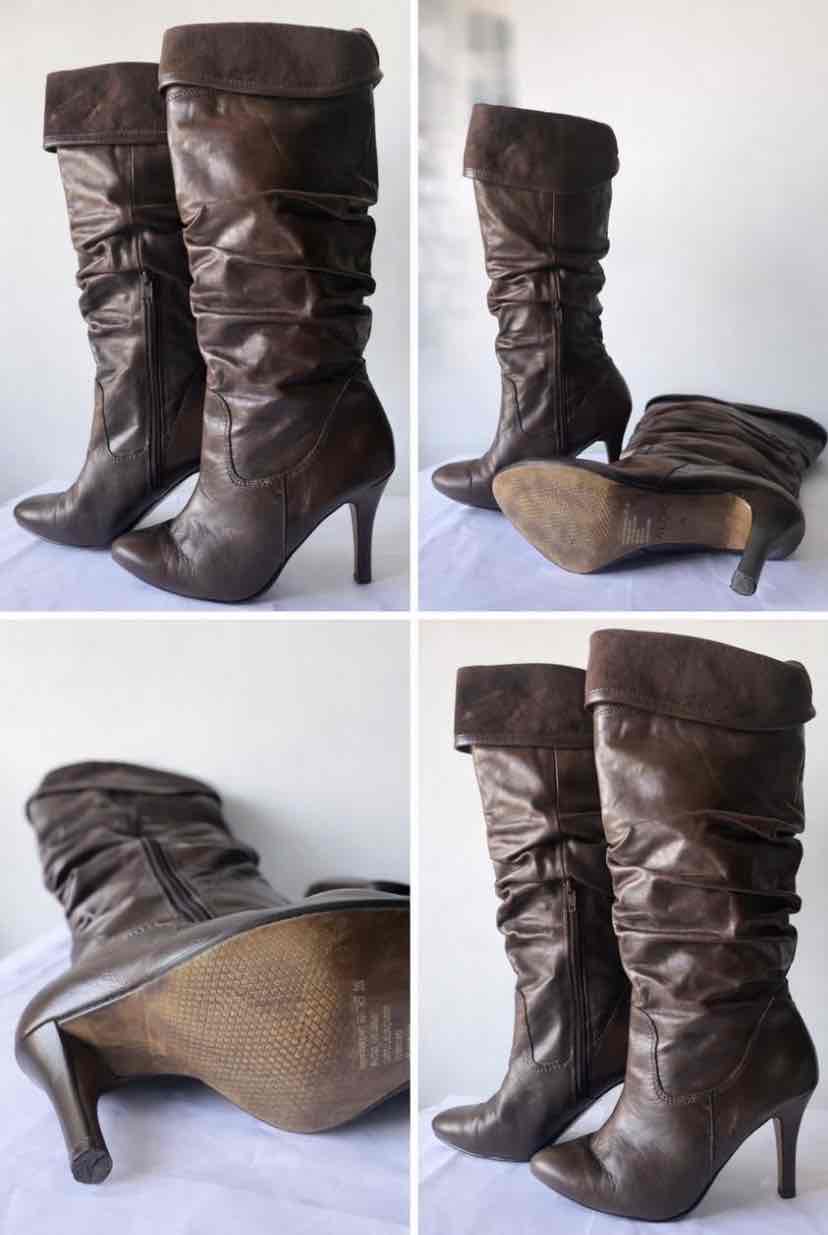 Botas Aldo altas de cuero café Talla 35