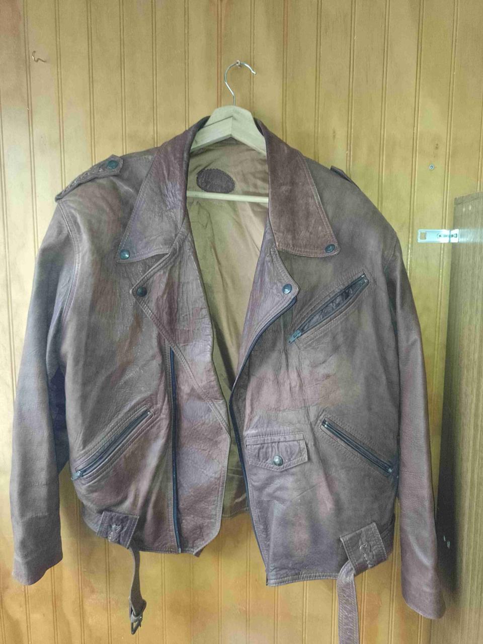 Chaqueta cuero vintage marrón - miniatura 1
