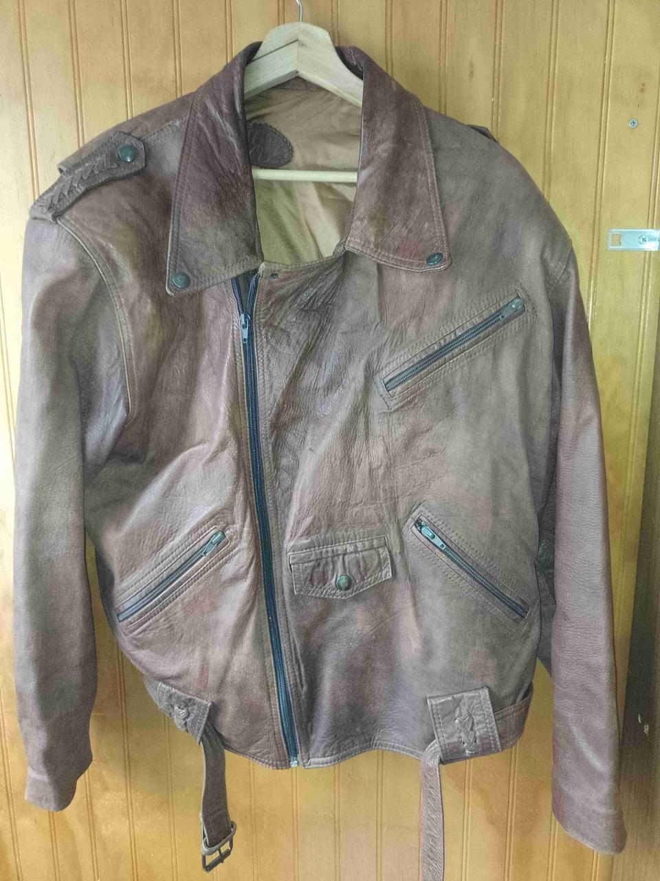 Chaqueta cuero vintage marrón - miniatura 3