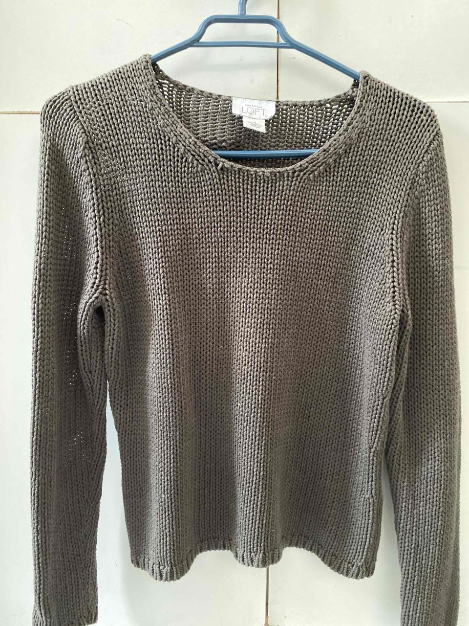 Suéter algodon gris Ann Taylor Loft, M - miniatura 1