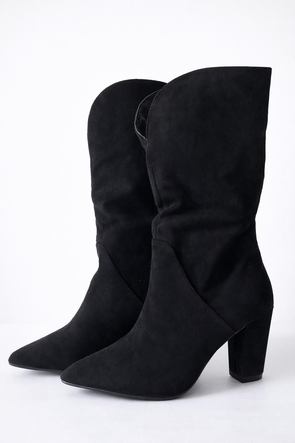 Botas negras gamuza de tacón alto Talla 35 - miniatura 1