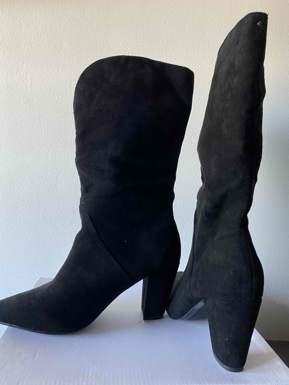 Botas negras gamuza de tacón alto Talla 35 - miniatura 2