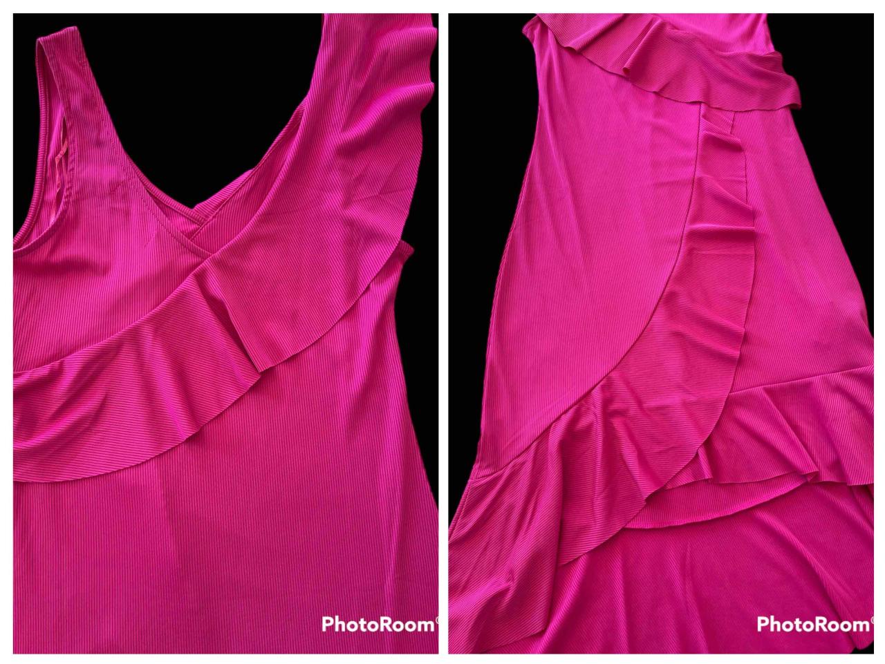 Vestido fucsia con volantes - miniatura 1