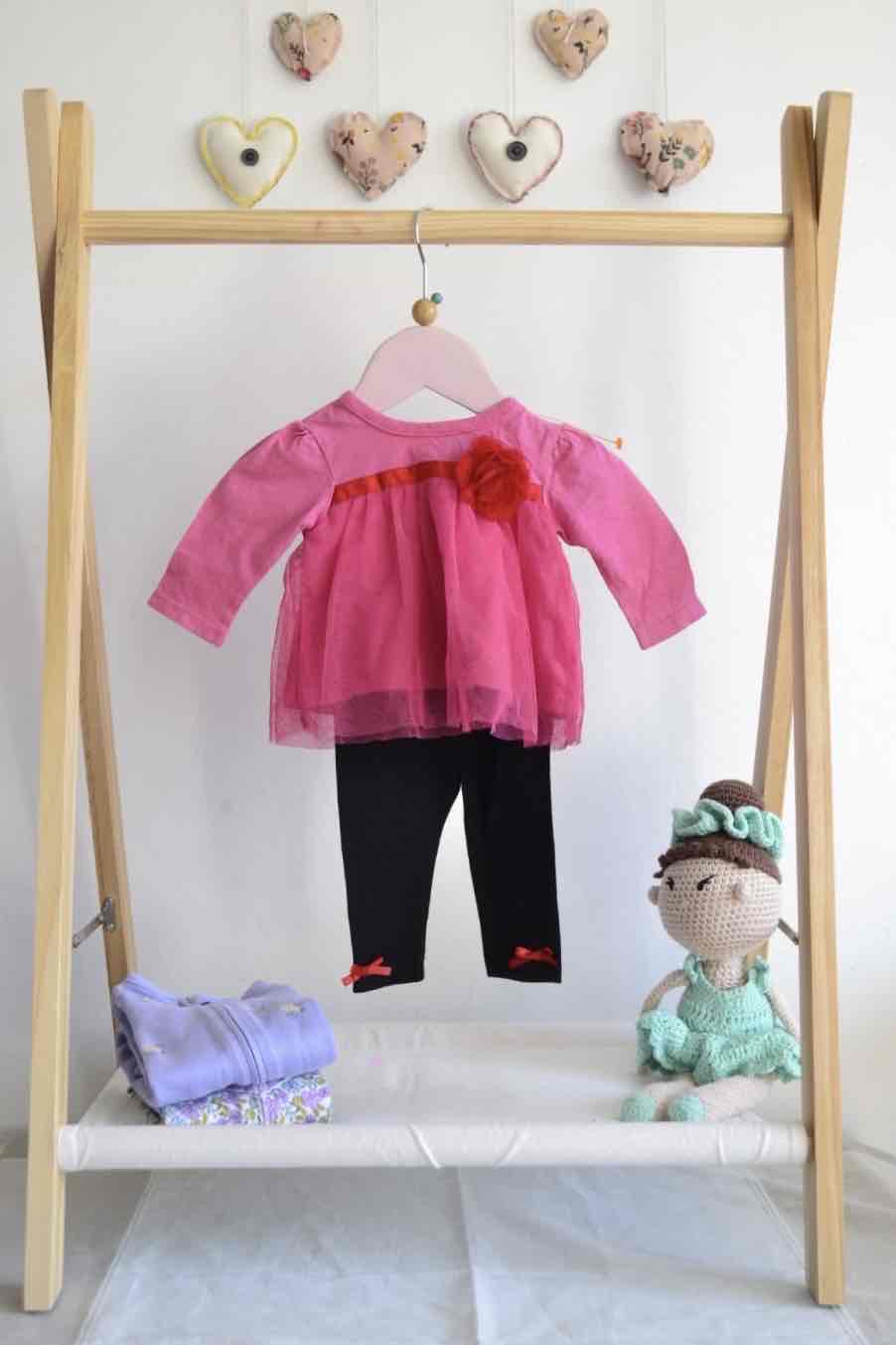 Conjunto de bebé rosado y negro 0-3 meses - miniatura 1