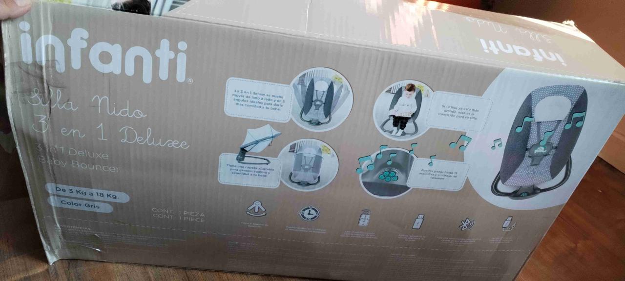 Silla mecedora para bebé gris - miniatura 3
