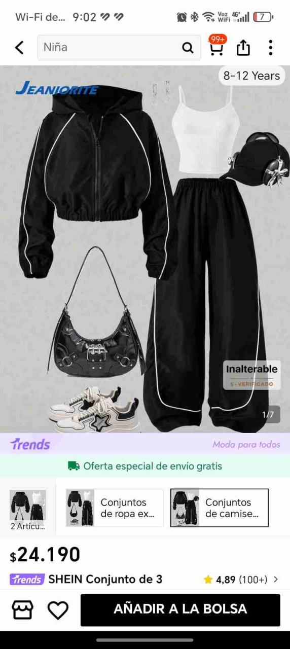Conjunto deportivo negro niña - miniatura 2