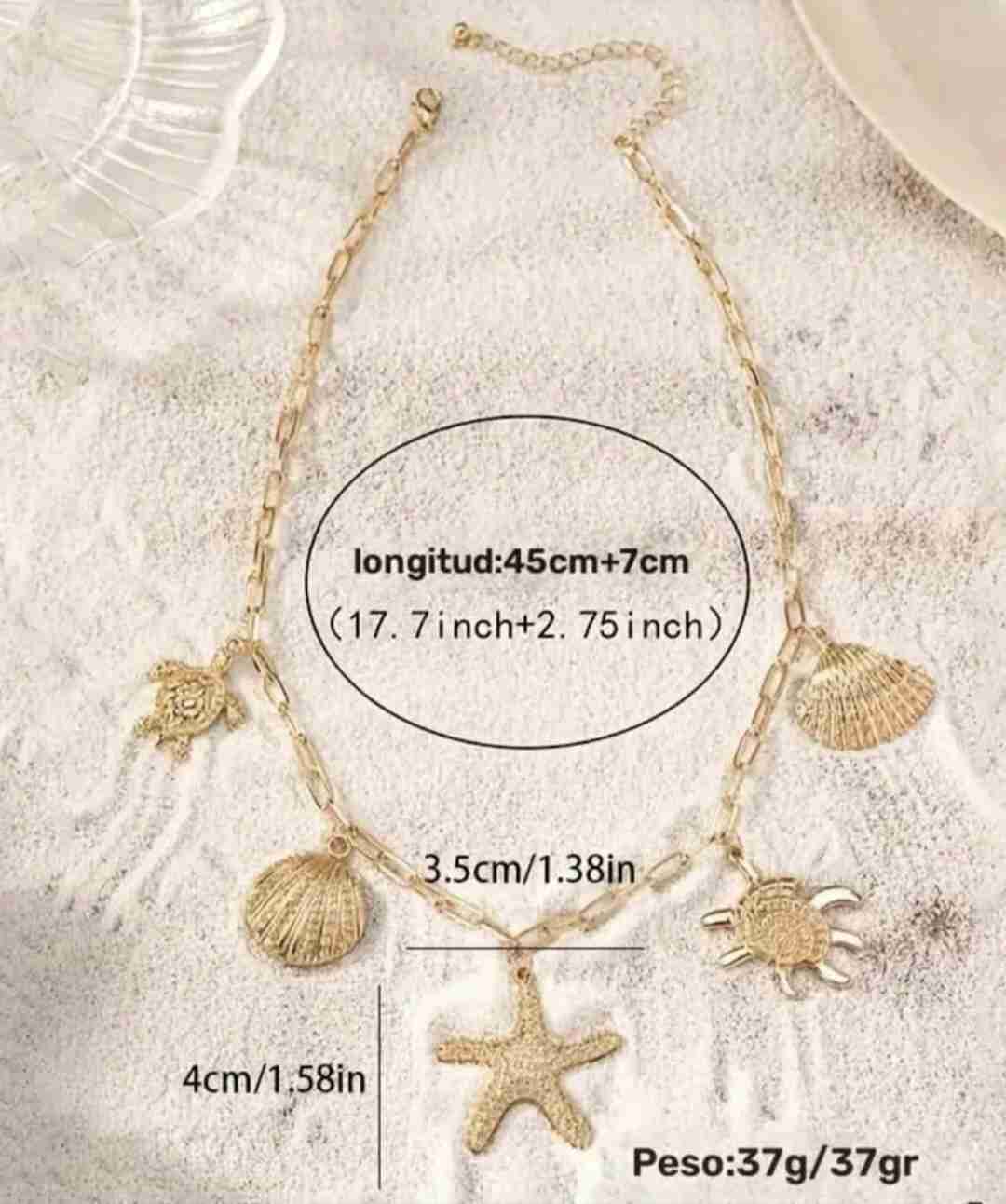 Collar dorado con colgantes marinos - miniatura 3