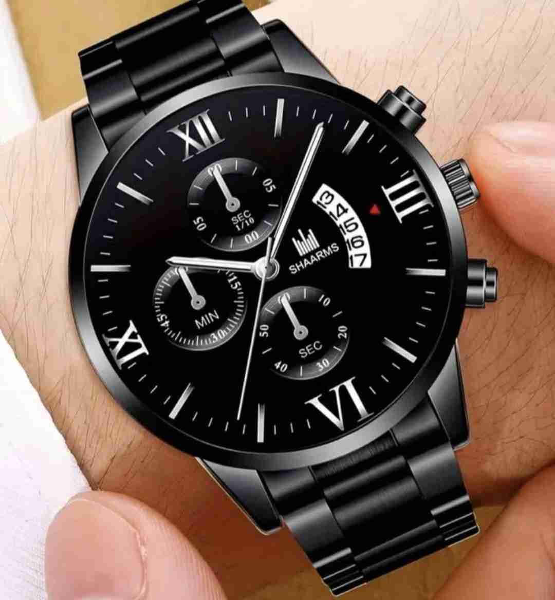 Reloj de pulsera negro clásico - miniatura 1