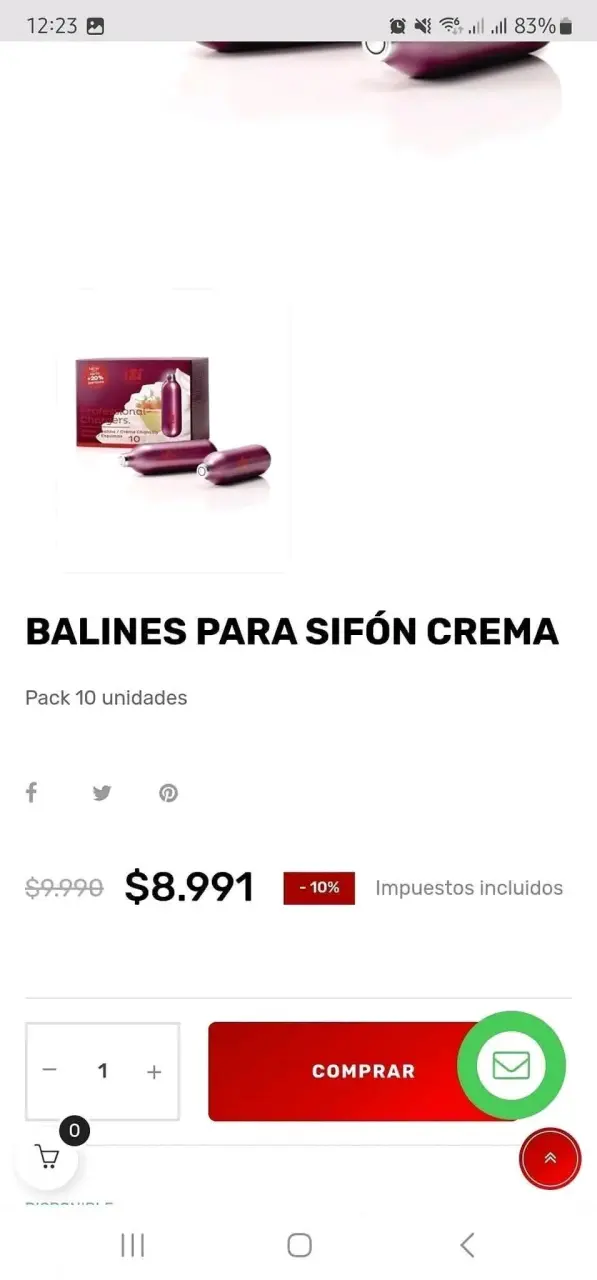 Sifón crema acero inoxidable 1L - miniatura 2