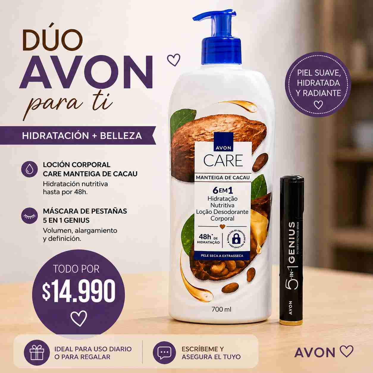Dúo Avon loción y máscara
