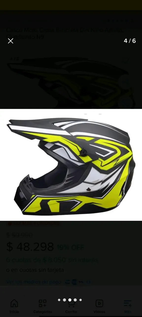 Casco motocross negro y amarillo - miniatura 2