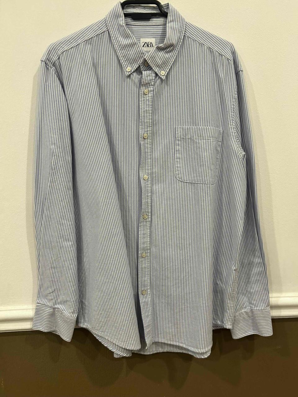 Camisa Zara celeste con rayas hombre - miniatura 1