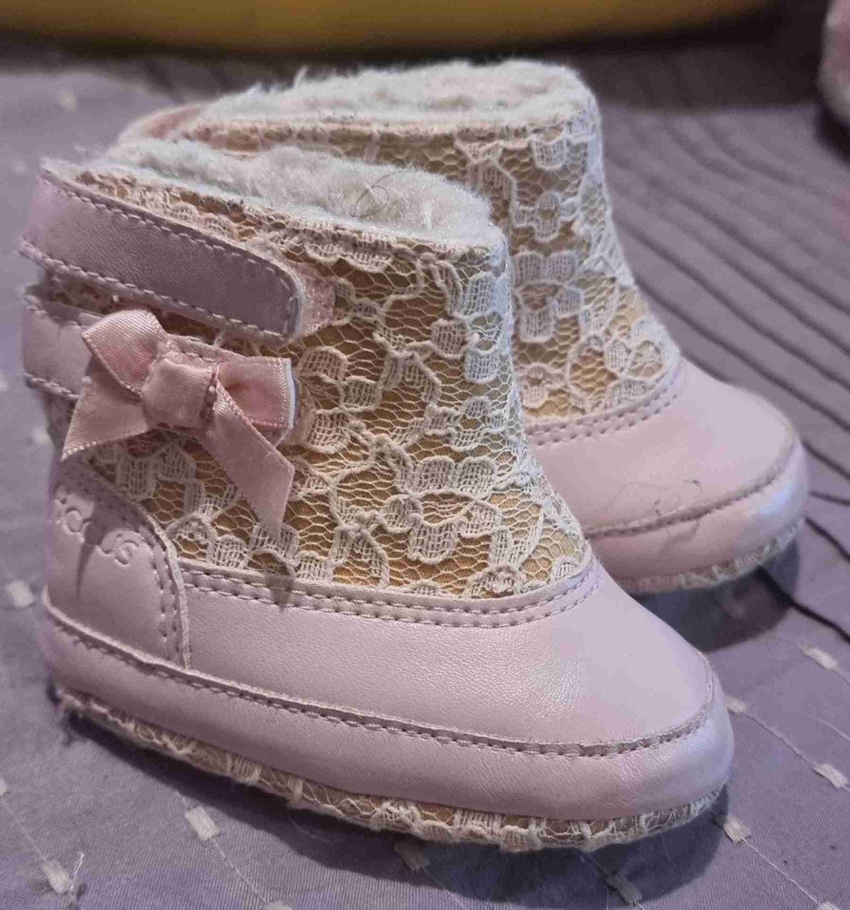 Botitas de bebé rosadas con encaje nro 16/17 - miniatura 4