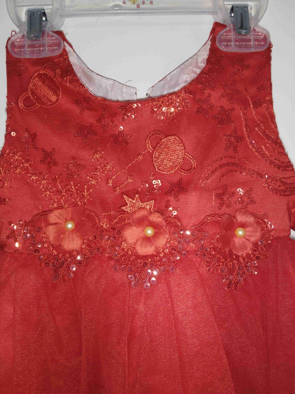 Vestido rojo infantil elegante - miniatura 2