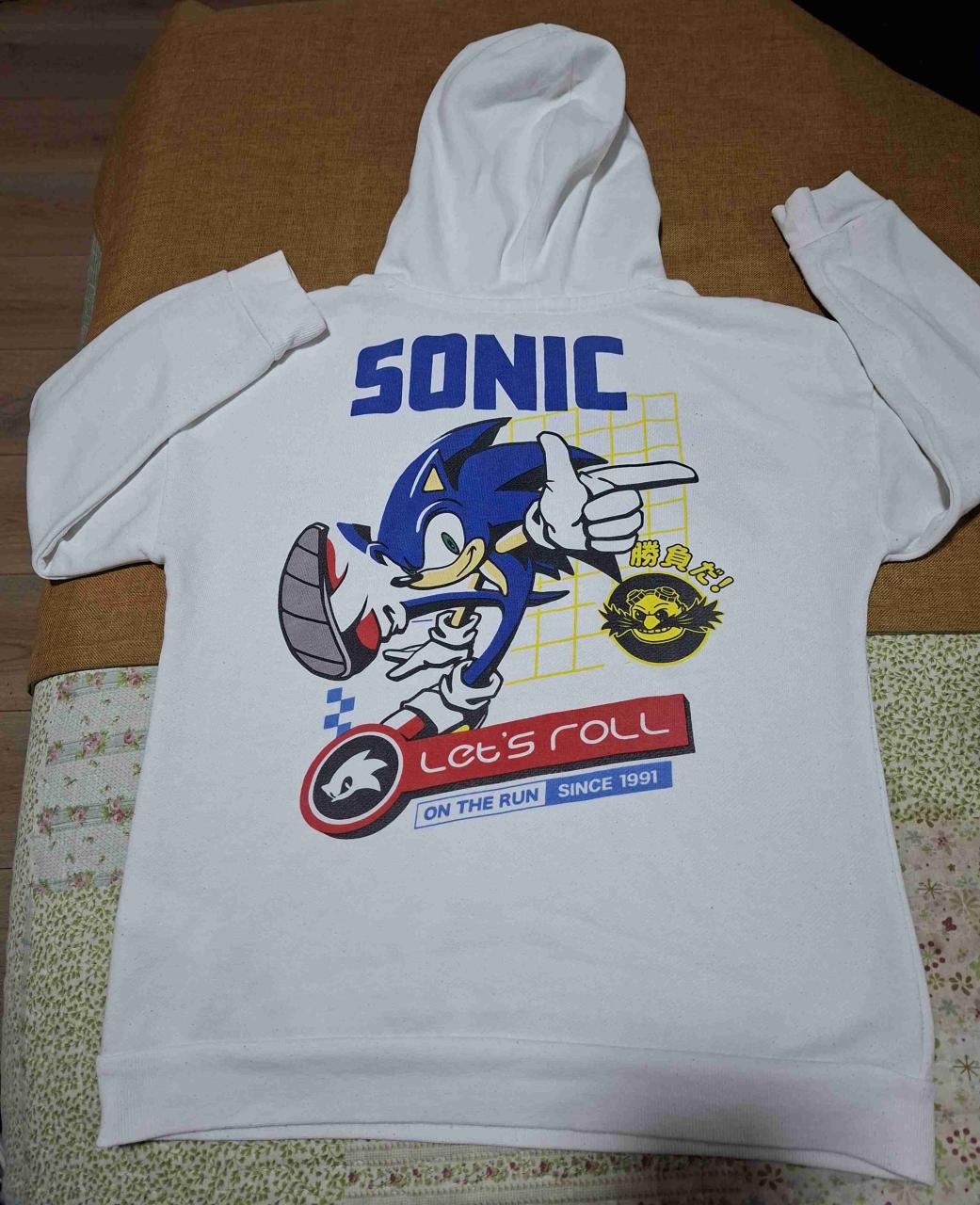 Poleron blanco Sonic para niños - miniatura 3