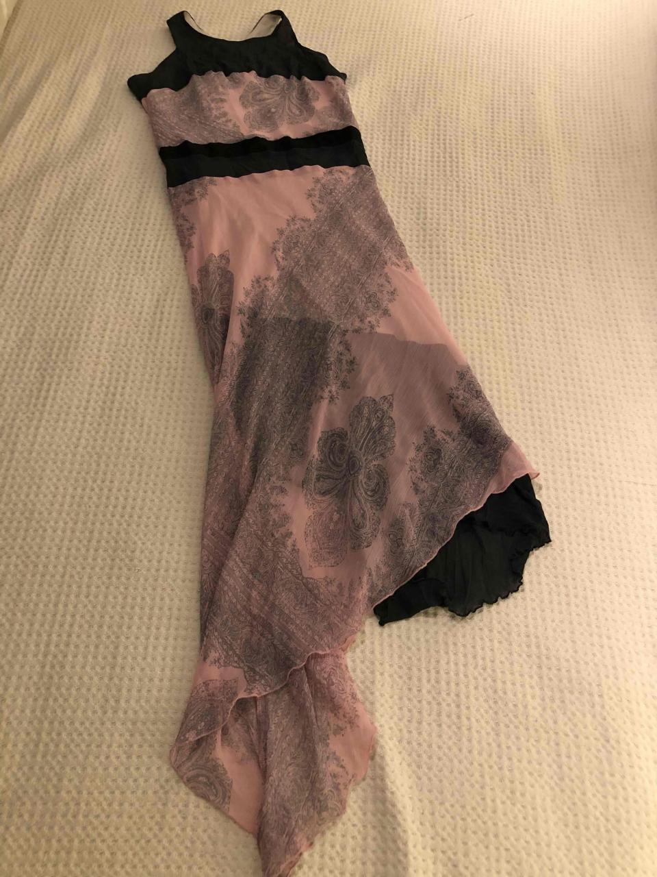 Vestido strapless rosa y negro - miniatura 4