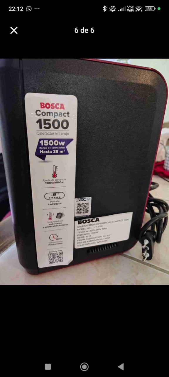 Calefactor eléctrico Bosca negro - miniatura 2
