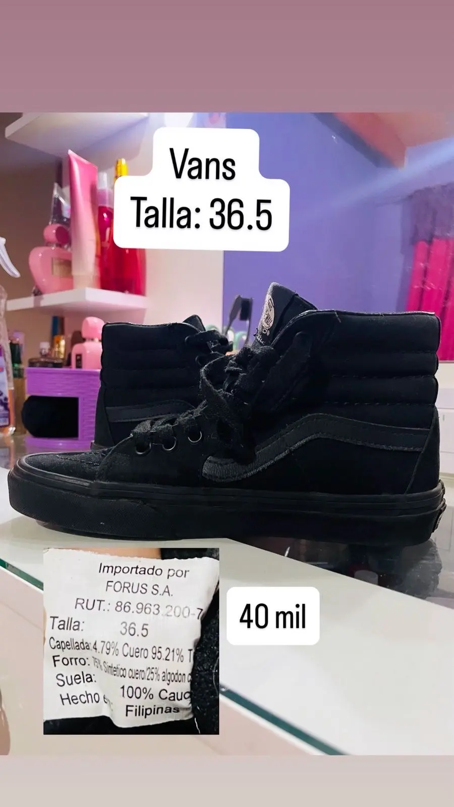 Zapatillas Vans negras talla 36.5