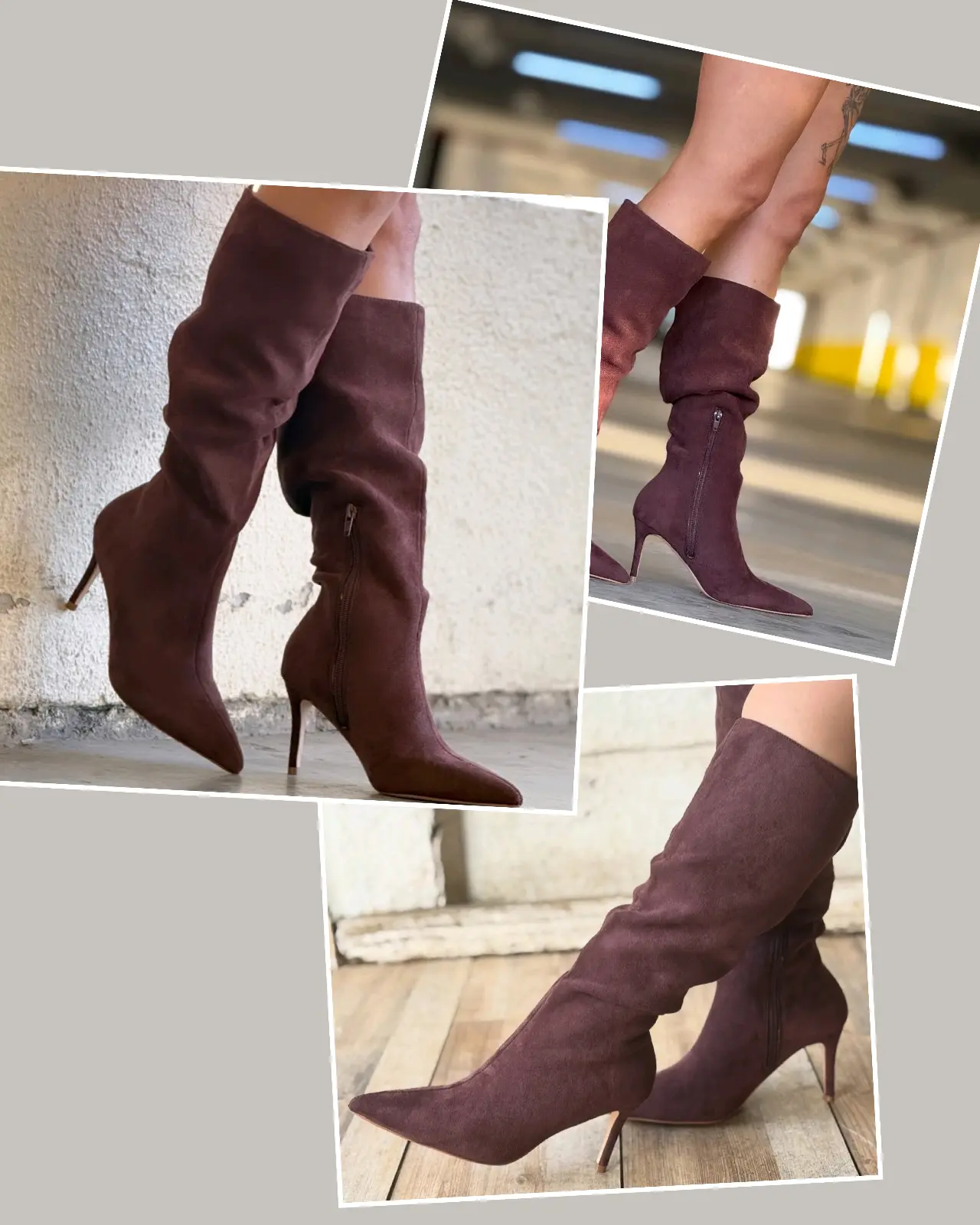 Botas altas de gamuza marrón