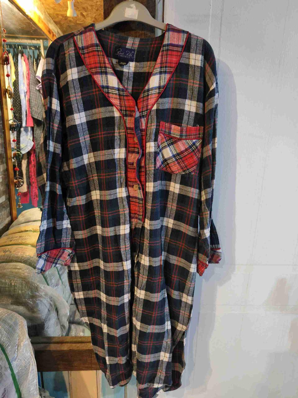Camisón de franela a cuadros