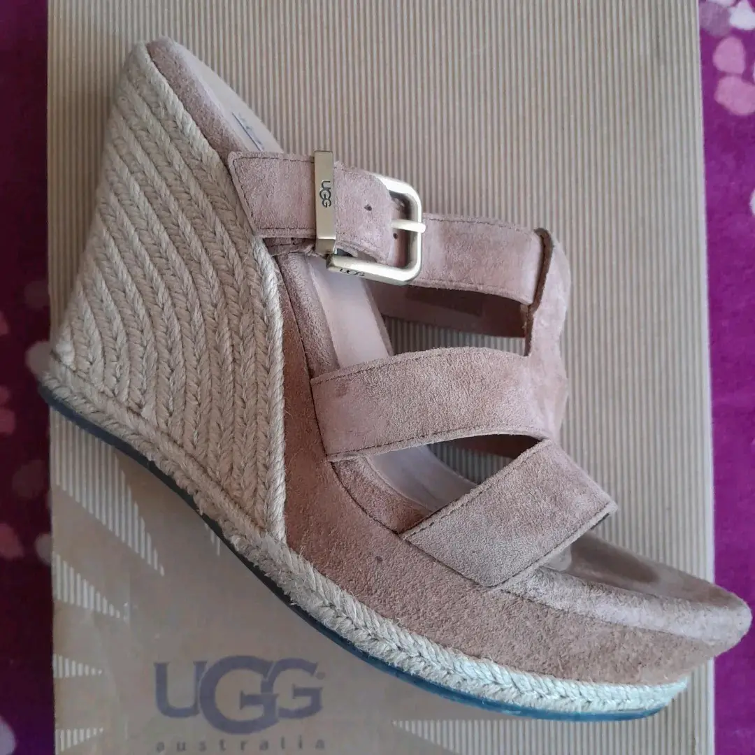 Sandalias plataforma UGG beige - miniatura 1